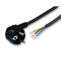 Cable de alimentación de red, CEE 7/7 macho a hilos libres, 2,55 m, 16 A, 250 VAC, Negro