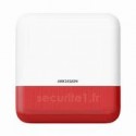 Hikvision DS-PS1-E-WE Rouge - Sirène alarme extérieure radio flash rouge