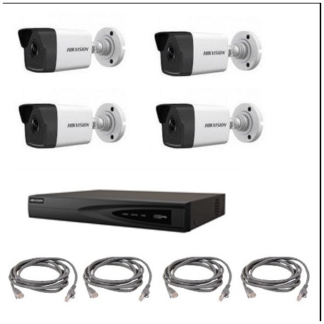 Hikvision Video Surveillance Kit - POE IP Recorder 4 Wege 4 Kameras 2 Megapixel