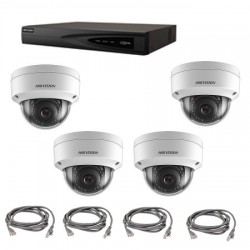 Hikvision Video Surveillance Kit - IP POE Recorder 4 Kanäle 4 Kuppeln 2 Megapixel