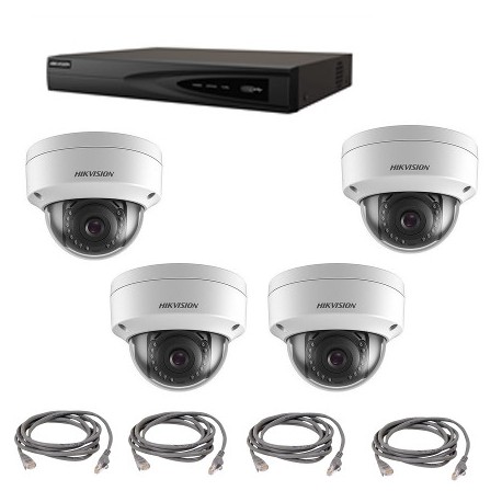 Hikvision Kit vidéosurveillance - Enregistreur IP POE 4 voies 4 dômes 2 Mégapixels
