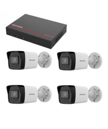 Kit de videovigilancia Hikvision - DS-7104NI-Q1/4P Grabadora SSD de 1 TB 4 Cámaras de 4 megapíxeles