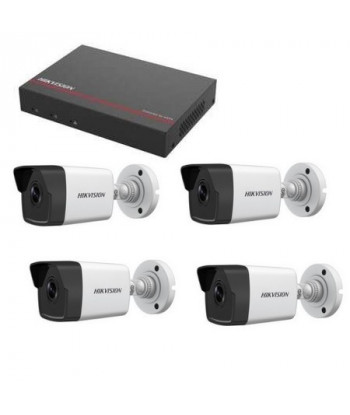 Kit vidéo surveillance Hikvision - Enregistreur DS-7104NI-Q1/4P disque dur SSD 1 To 4 Caméras 2 mégapixels